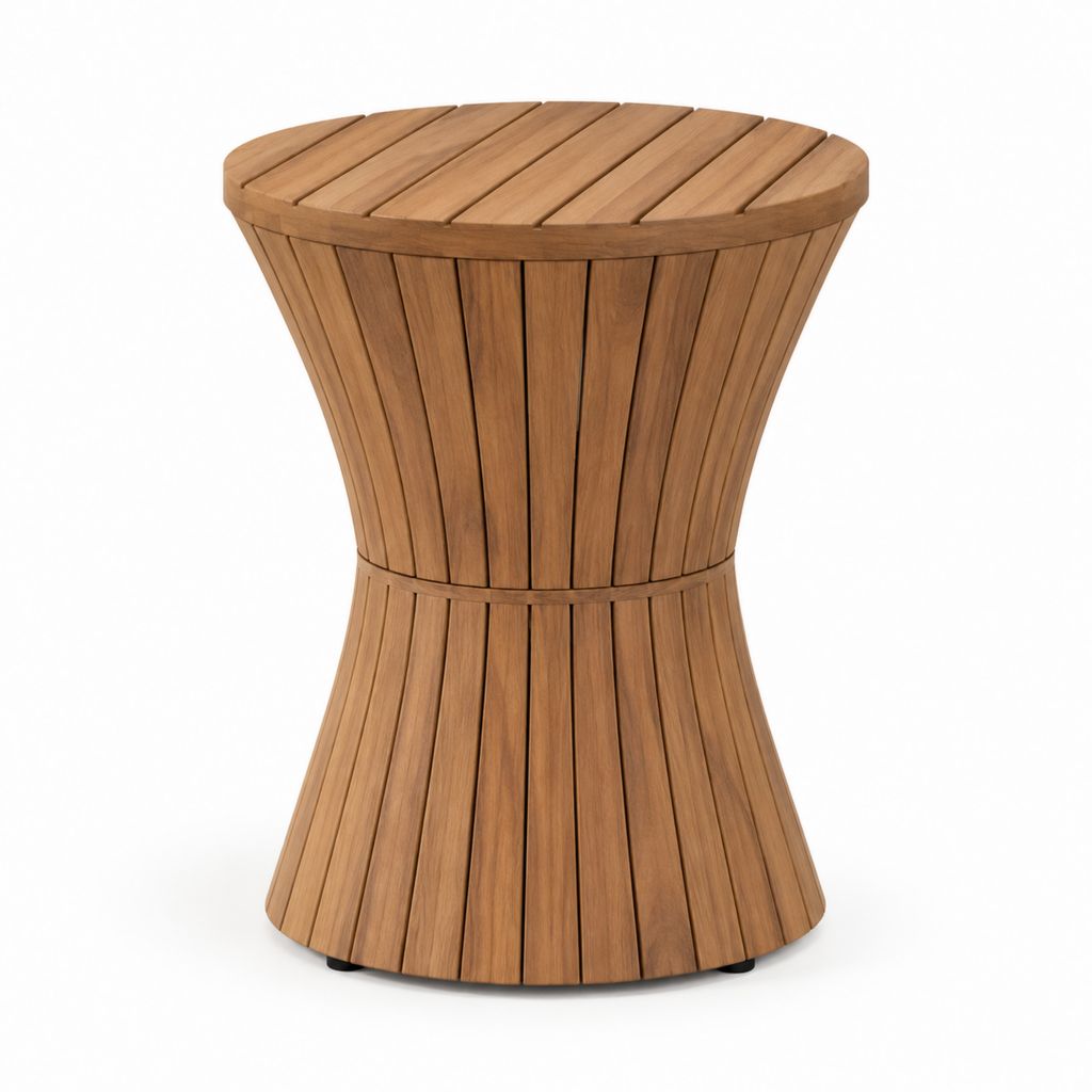 Table d'appoint de jardin ronde en bois massif d'acacia naturel Ø 50 cm x H 65 cm
