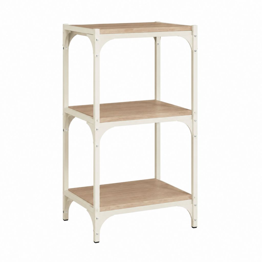 Étagère de rangement 3 niveaux blanc et chêne en acier et panneaux MDF 60 x 30 x 90 cm