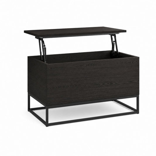 Table basse relevable noire en panneaux de particules et acier 100 x 60 x 45 cm