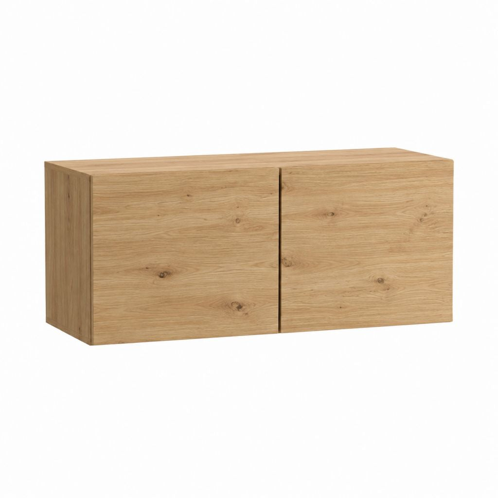 Meuble TV 2 portes chêne naturel en panneaux de particules rectangulaire 120 x 40 x 60 cm