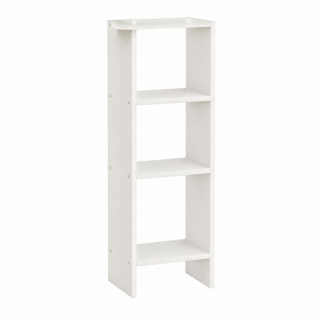 Bibliothèque étroite blanche en panneaux de particules mélaminés 30 x 30 x 100 cm à 3 niches