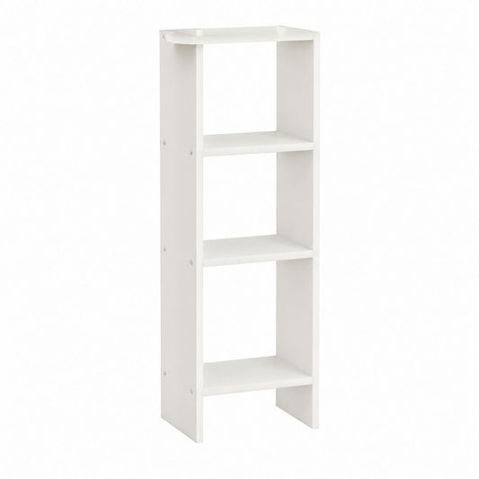 Bibliothèque étroite blanche en panneaux de particules mélaminés 30 x 30 x 100 cm à 3 niches